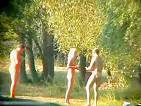 The shameless nudists are walking naked in the park and fucking like crazy!