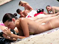 Here we offer you the exciting nude beach free video on which sexy amateur girls in tiny thongs wear no bikini bras
